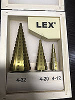 Свердла ступінчасті LEX 3 шт для свердління отворів різного діаметру в одному наборі