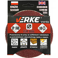 Абразивні диски Velcro 150 мм P80 10 шт. з вентиляційними отворами VERKE V44183