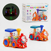Паровозик ТК 52136 "WToys", 2 кольори, ОЗВУЧУВАННЯ УКРАЇНСЬКОЮ МОВОЮ, звук, підсвічування, шестерні, колесо вільного ходу, в