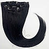 Натуральне Європейське Волосся на Заколках 55 см 110 грам, Чорний №01, фото 7