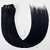 Натуральне Європейське Волосся на Заколках 55 см 110 грам, Чорний №01, фото 5
