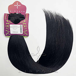 Натуральне Європейське Волосся на Заколках 55 см 110 грам, Чорний №01