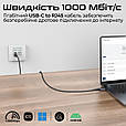 Кабель Promate CLink-RJ45 USB-С to Ethernet Black (clink-rj45), фото 3