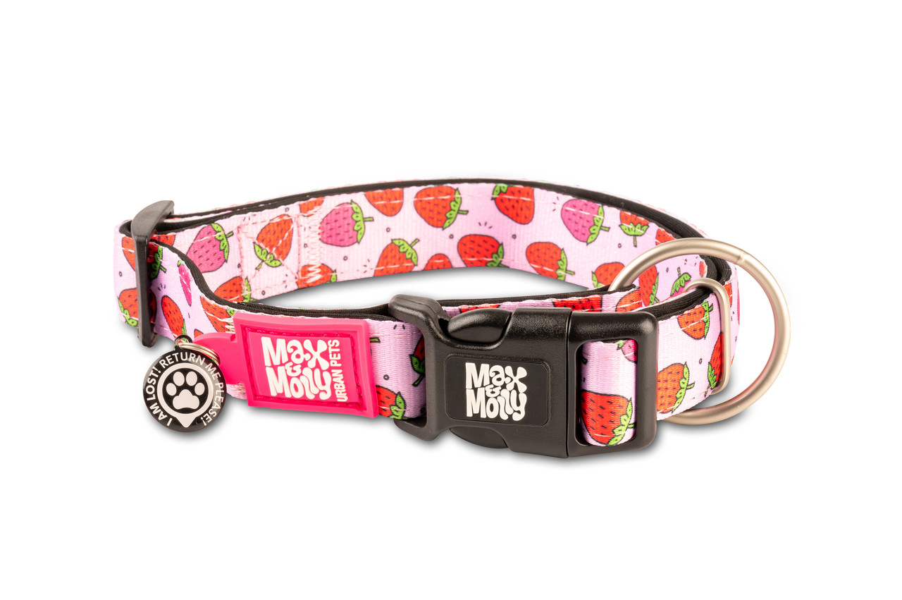 Max & Molly Smart ID Collar Strawberry Dream/M - Нашийник Smart ID з принтом полуниці
