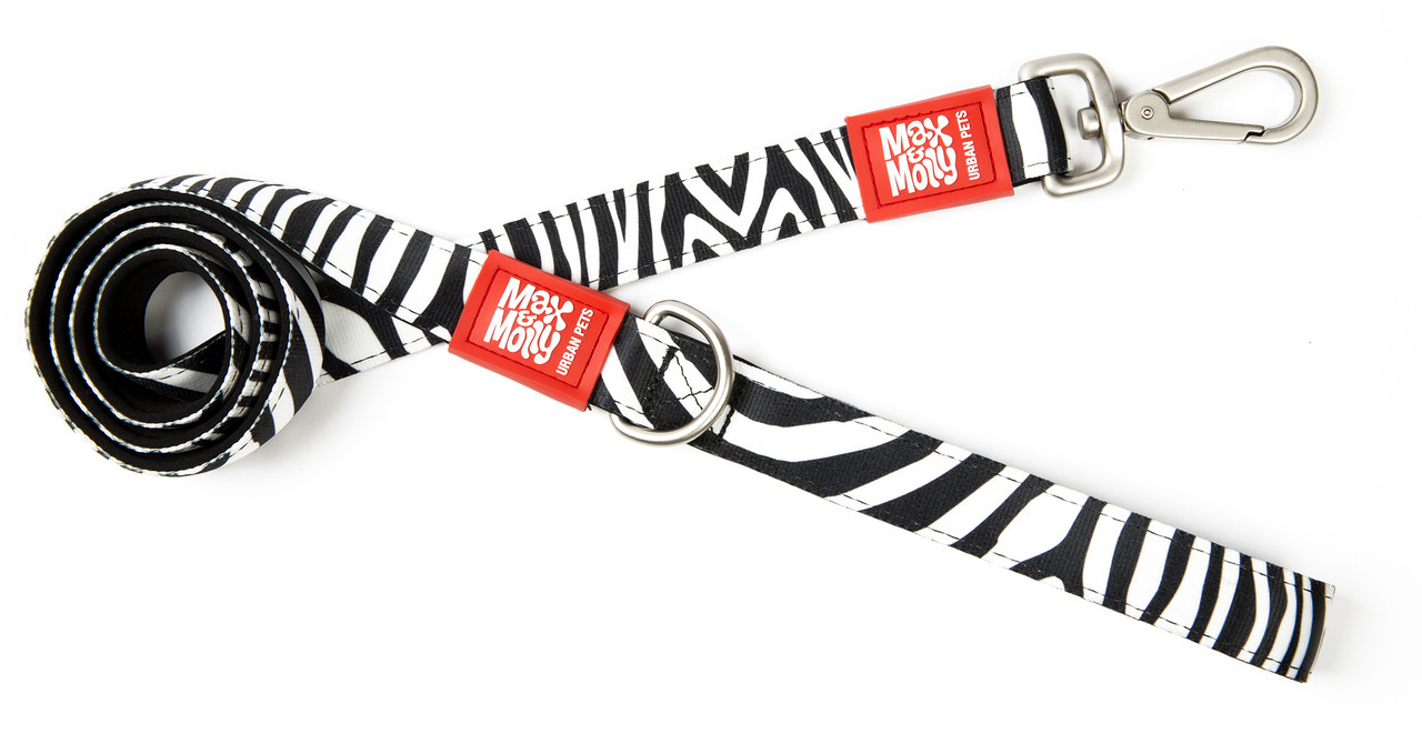 Max & Molly Short Leash Zebra/M - Короткий повідець з принтом зебри