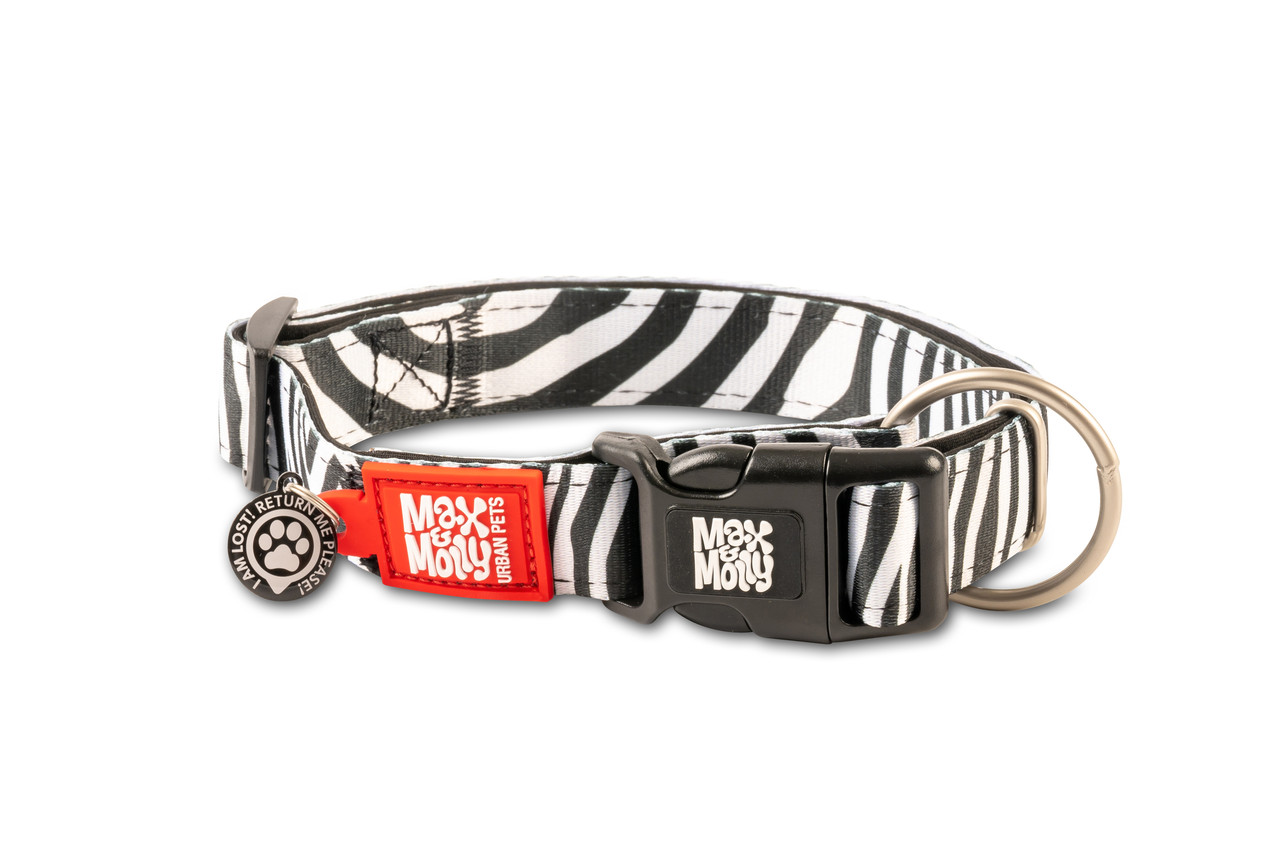 Max & Molly Smart ID Collar Zebra/M - Нашийник Smart ID з зебровим принтом