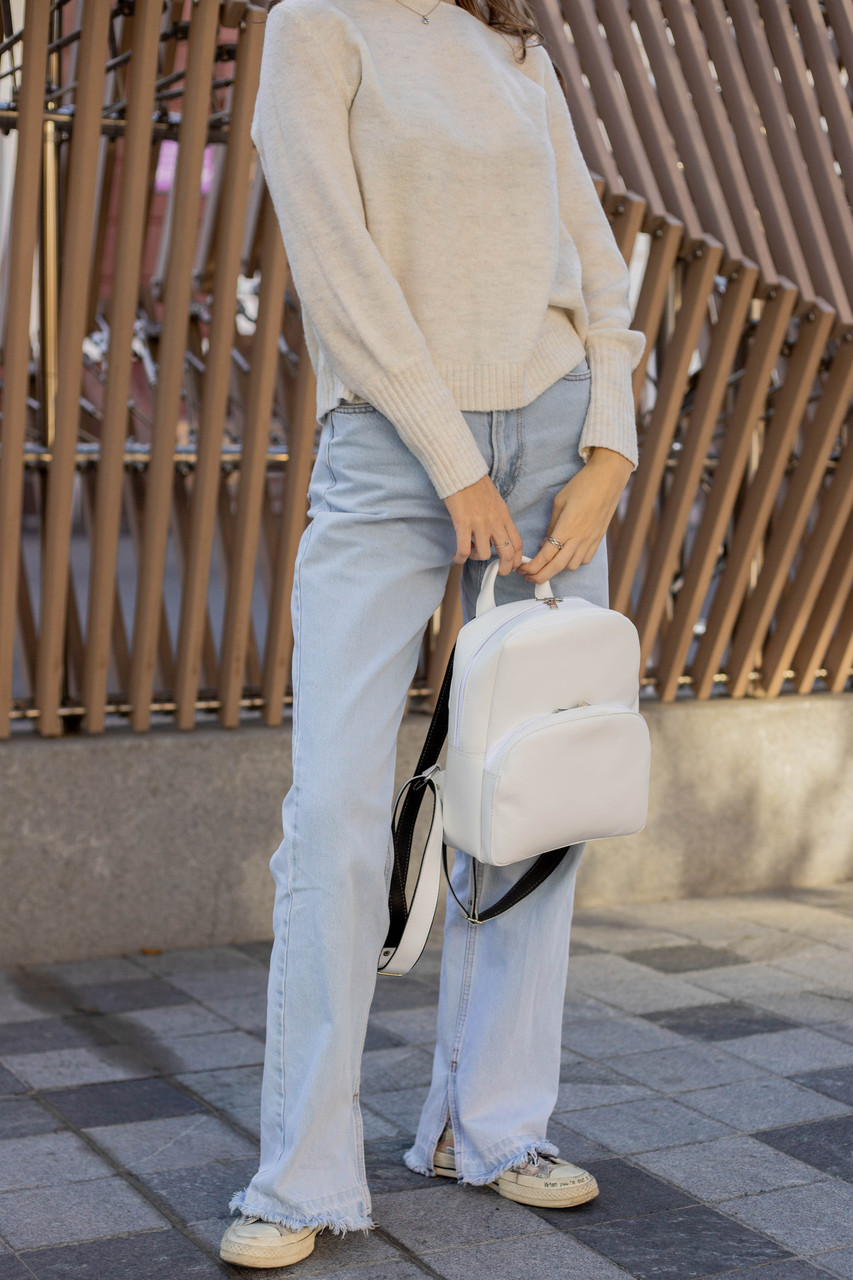 Жіночий рюкзак Бруклін з натуральної шкіри колір Білий