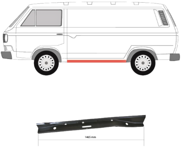 Поріг лівий Volkswagen Transporter 3 80-91 KLOKKER внутр., фото 1