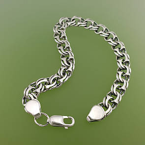 Срібний браслет чоловічий широкий бісмарк. Чоловічий срібний браслет на руку ширина 8 мм. 22 см