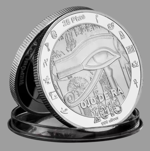 Сувенір монета 25 песет 2016 року, Єгипетська міфологія "Око Ра". сувенірна посрібнена колекційна, фото 1