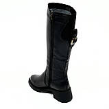 Сапожки високі чорні жіночі із замком шкіряні євро зима  Olevit 04 к. євро розмір 36, фото 5