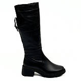 Сапожки високі чорні жіночі із замком шкіряні євро зима  Olevit 04 к. євро розмір 36, фото 4