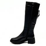 Сапожки високі чорні жіночі із замком шкіряні євро зима  Olevit 04 к. євро розмір 36, фото 2