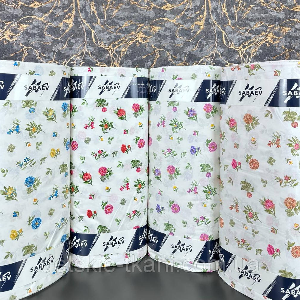 Тканина ранфорс оптом "Асорті квітів" (рулонами), фото 1