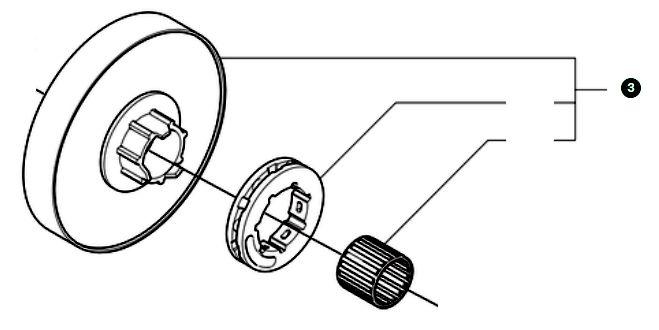 Барабан зчеплення 3/8" 7T бензопили Husqvarna 562XP Mark II, фото 1