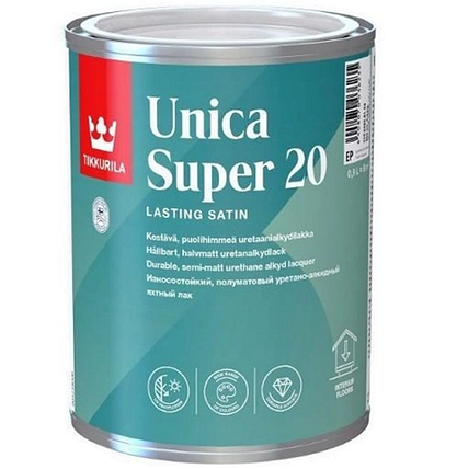 Unica Super 20, напівматовий уретан-алкідний лак для човнів, EP, TIKKURILA, фото 1