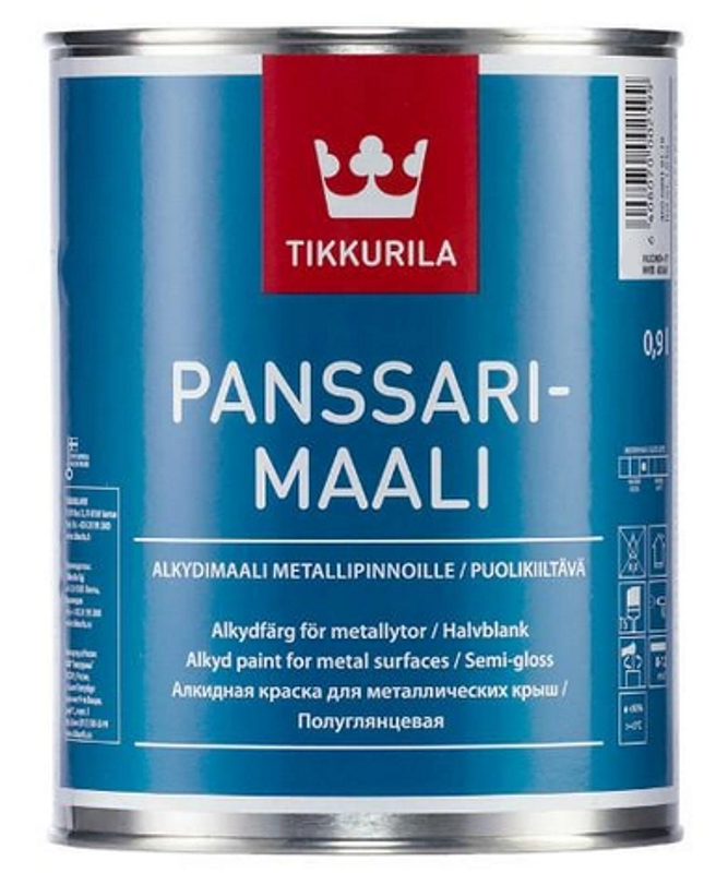 Фарба антикорозійна для металічних дахів TIKKURILA Panssarimaali алкідна напівглянцева, С, 0,9л