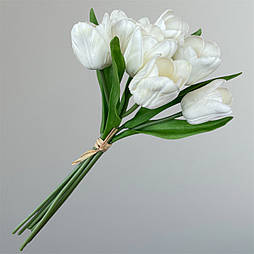 Штучний тюльпан 7 шт. зв'язка 33 см латексний білий
