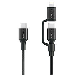 Кабель Promate PowerLink-CCi USB-C to USB-C/Lightning 1.2 м Black (powerlink-cci.black)