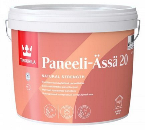 Панельний лак для стін TIKKURILA Paneeli Assa 20 на водній основі напівматовий, ЕР, 2,7л, фото 1