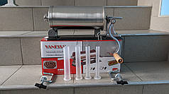 Шприц для ковбас з нержавіючої сталі горизонтальний на 3 кг Vanessa з 4 насадками та силіконовим поршнем