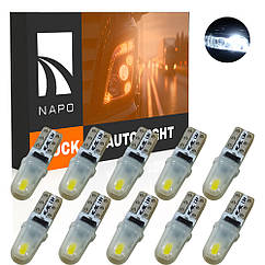 Комплект світлодіодних ламп для вантажівок NAPO TRUCK T5-3014-2smd T5 W1,2W 24V 10 шт колір світіння білий