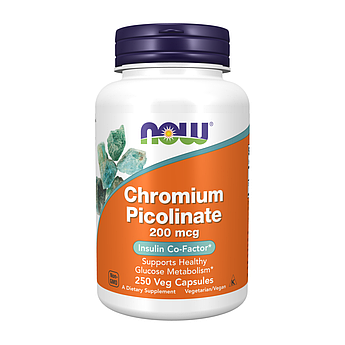 Хром піколінат Now Foods Chromium Picolinate 200 мкг 250 капсул