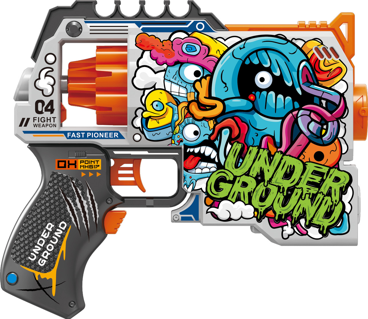 Іграшковий пістолет автомат. барабан на батарейках з м'як. набоями Підземелля (12 шт.) (21х19см), фото 1