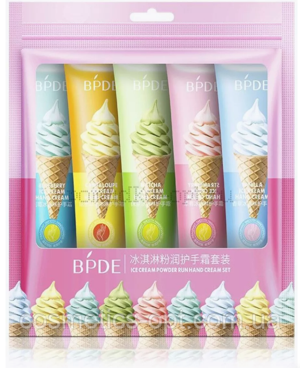 Набір кремів для рук BPDE Ice Cream – Чорниця, Мускусна диня, Матча, Полуниця, Ваніль (5*30 g)