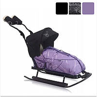 Санки 7в1 RASPER + підніжки + спинка + спальник з утеплювачем + регульована ручка + муфти + козирок R_2472 Чорний 3