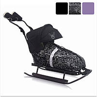 Санки 7в1 RASPER + підніжки + спинка + спальник з утеплювачем + регульована ручка + муфти + козирок R_2472 Чорний2