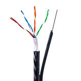 Мережевий кабель вита пара для зовнішніх робіт з тросом Вуличний UTP кабель для інтернету, фото 2