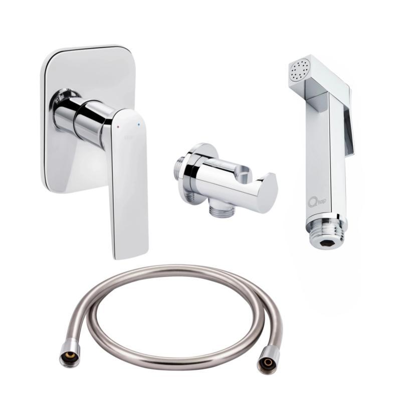 Комплект для біде Vlasta Chrome: Змішувач QTVLA6228102NC + Підключення QTCRMBH030 + ЛійкаQTCRMB120 + Шланг QTHADPVC120C, фото 1