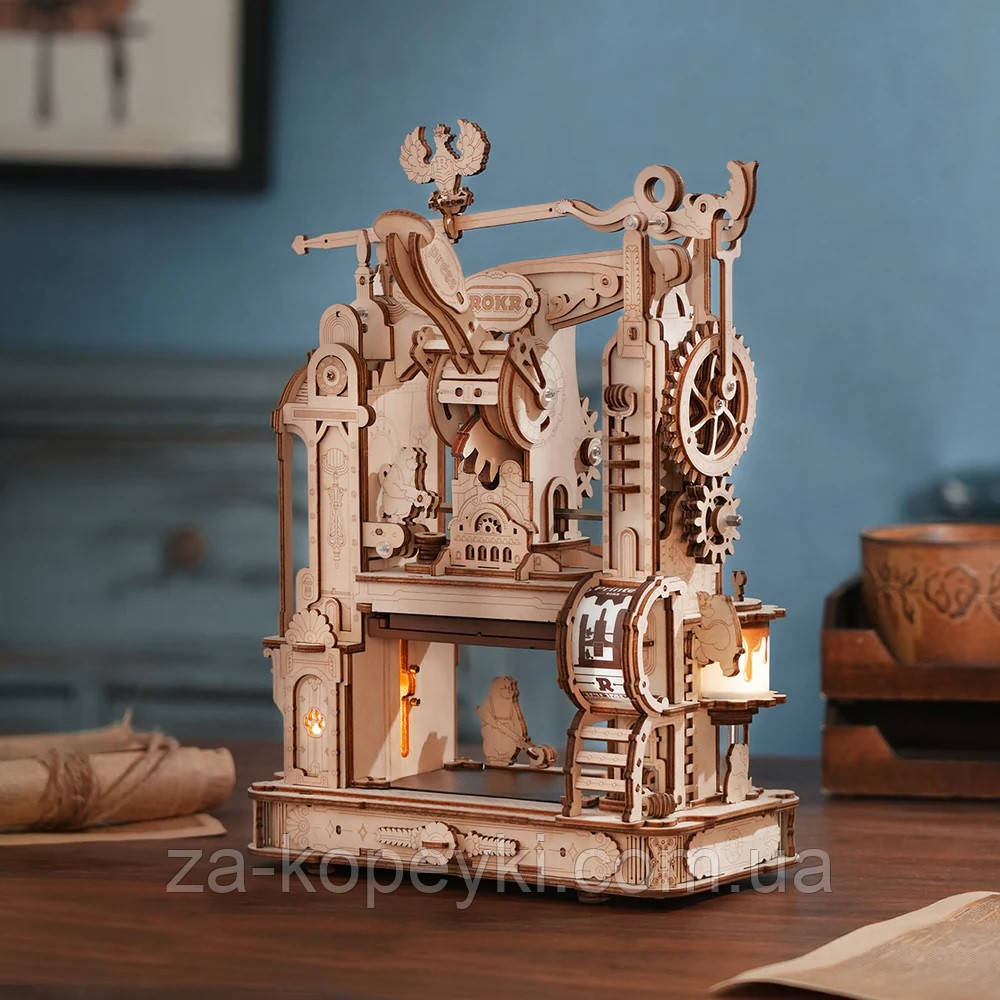 Конструктор Robotime Механічний 3D пазл друкарський прес Printing Press LK602