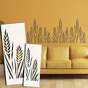 Набір з 2 трафаретів, 13 х 35 та 20 х 50 см, для штукатурки, фарбування "Колоски", товщина 1 мм (330х500)