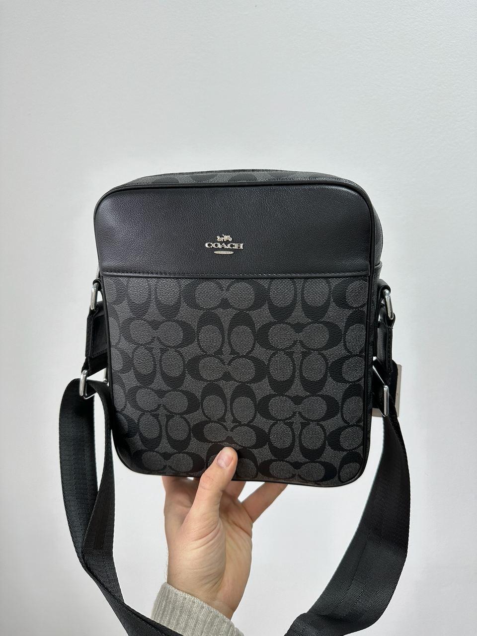 Шкіряна сіра чоловіча сумка Coach Houston Flight, фото 1