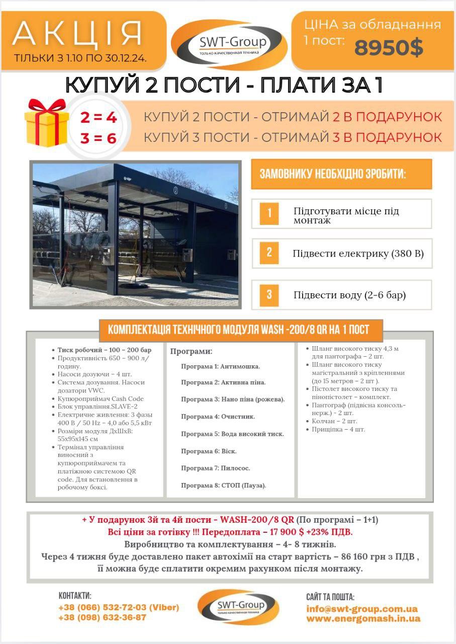 Мийка Самообслуговування 2 пости під ключ