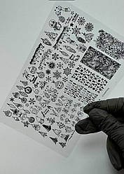 Пластина для стемпінга металева SAGA professional зимова, сніжинки Стемпінг пластини новорічна