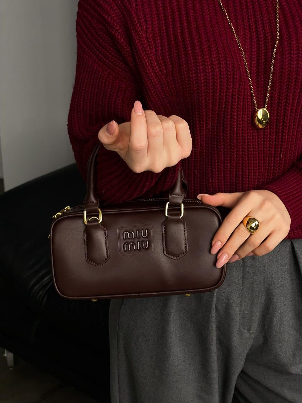 Сумка Miu Miu Arcadie Leather Bag Burgundy Premium бургунди, фото 1