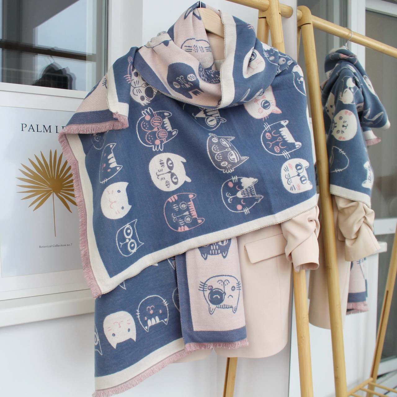 Кашеміровий шарф "Котики" Cashmere 102016, фото 1