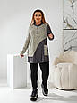 Стильна туніка великого розміру Ліка графіт з бежем (52-74), фото 2