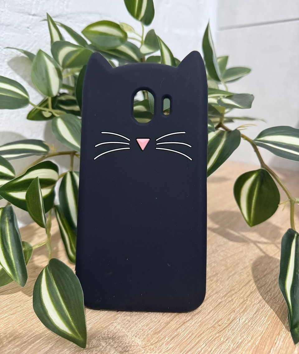 Силіконовий чохол для Samsung Galaxy J4 2018 - 3D Cat (Кіт з вусами), Чорний