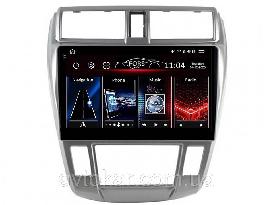Штатна магнітола FORS.auto FS 4 PRO для Honda City (4+64Gb, 10", Auto AC) 2008-2011