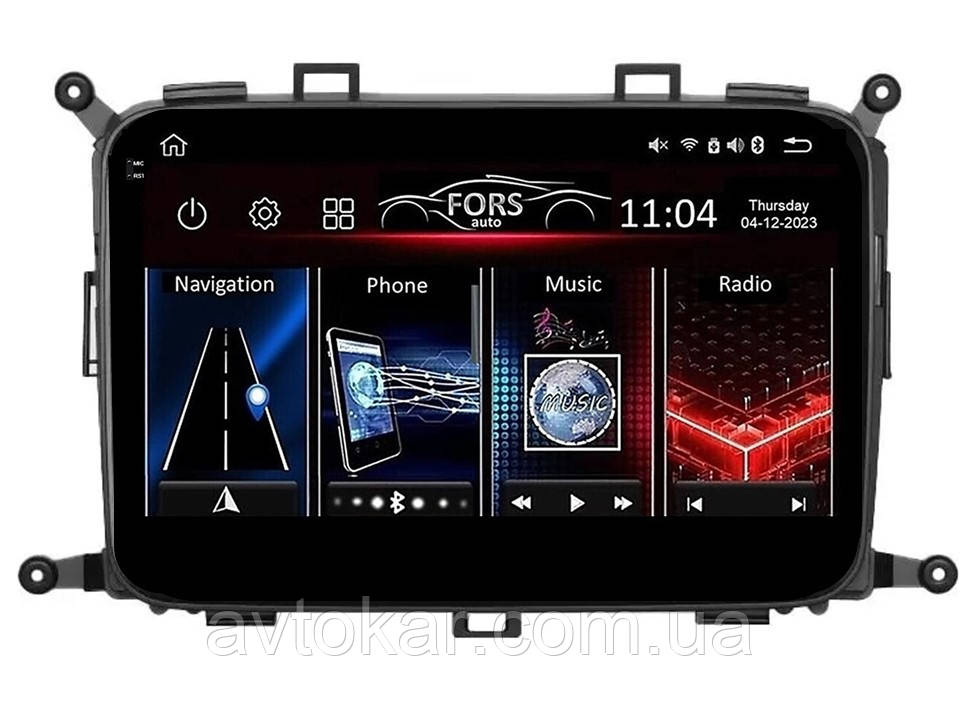 Штатна магнітола FORS.auto FS 6 MAX для Kia Carens (6+128Gb, 9" 2013-2018