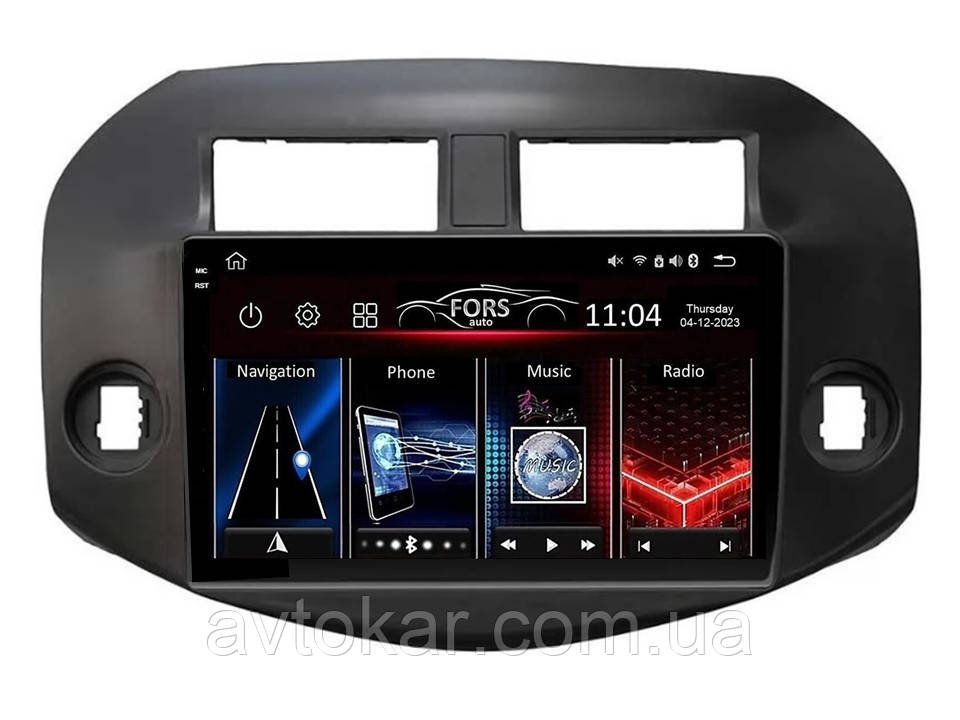 Штатна магнітола FORS.auto FS 4 PRO для Toyota RAV4 (4+64Gb, 10" 2006-2013