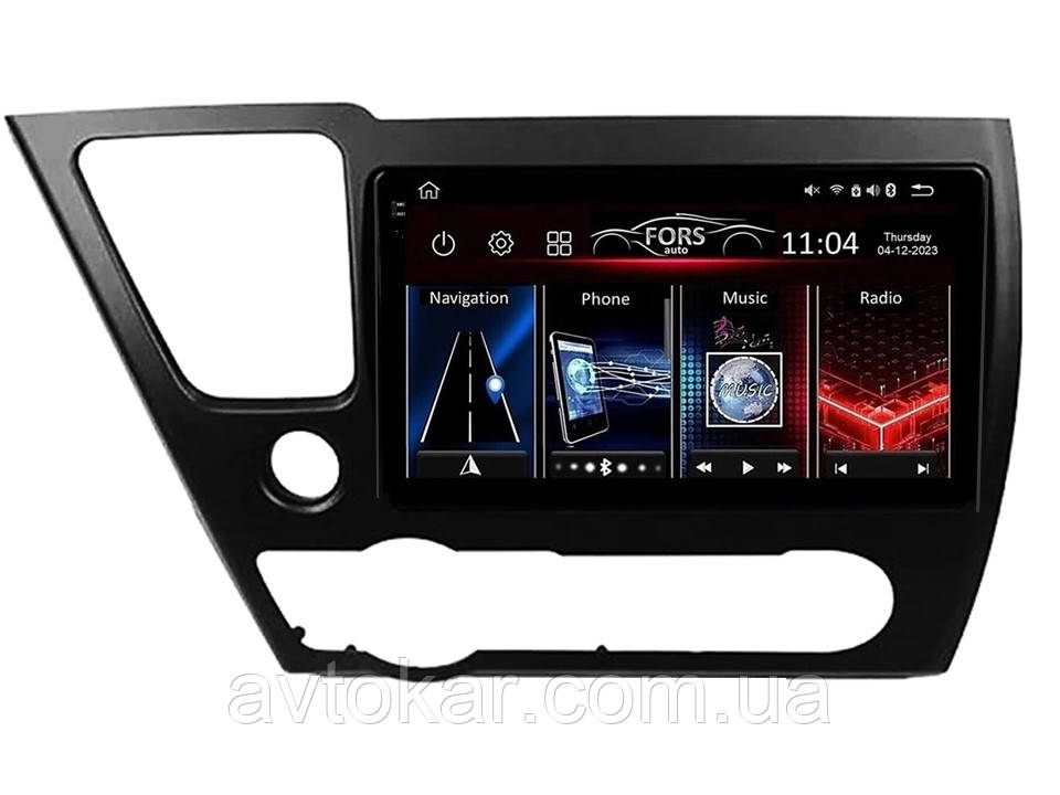 Штатна магнітола FORS.auto FS 4 PRO для Honda Civic (4+64Gb, 9") 2013-2016