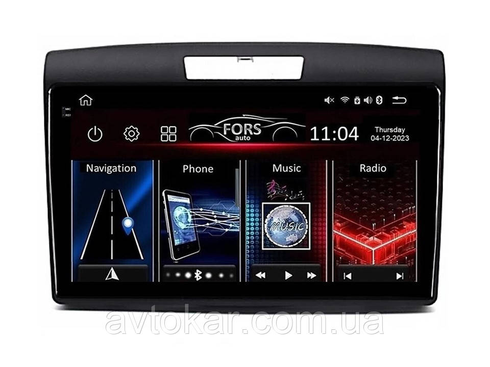 Штатна магнітола FORS.auto FS 4 PRO для Honda CRV (4+64Gb, 9") 2012-2017
