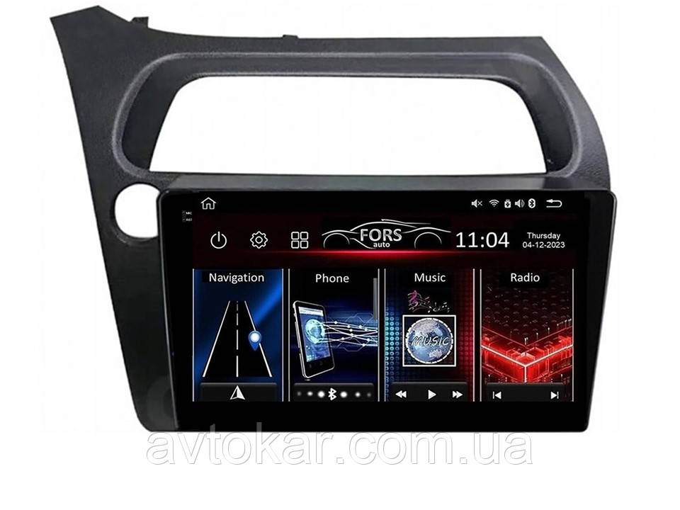 Штатна магнітола FORS.auto FS 4 MAX для Honda Civic (4+32Gb, 9") 2005-2011