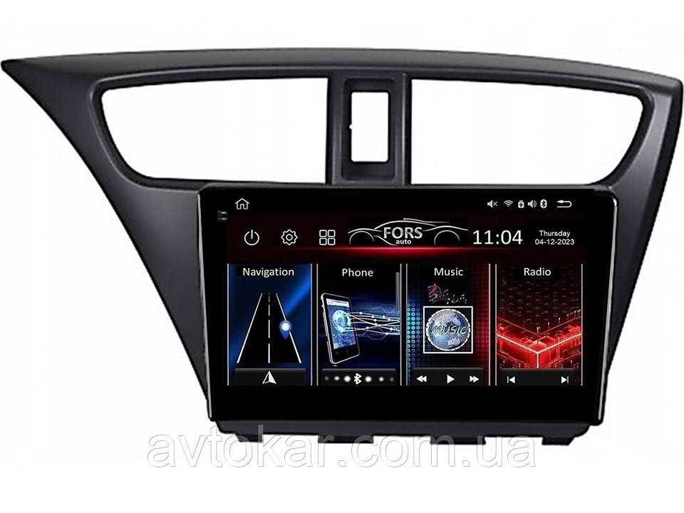 Штатна магнітола FORS.auto FS 4 MAX для Honda Civic (4+32Gb, 9") 2012-2017