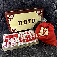 Дитяча гра Лото в дерев'яній коробці з дер. діжечками 90 шт. W9902 (р-р 24x10x7,5см) бордовий